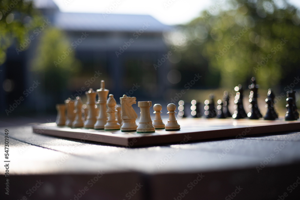 Chess pieces on a table