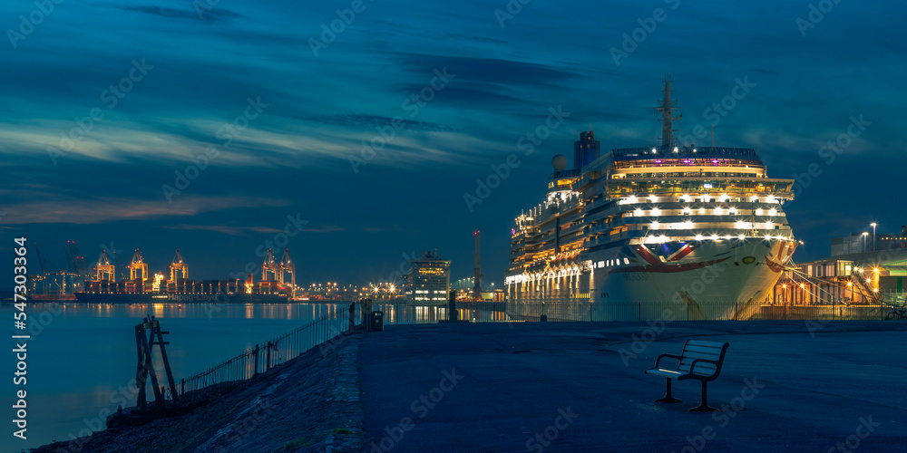 A cruise ship in Mayflower Terminal in Southampton, UK