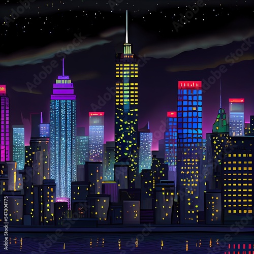 Manhattan Skyline after dark