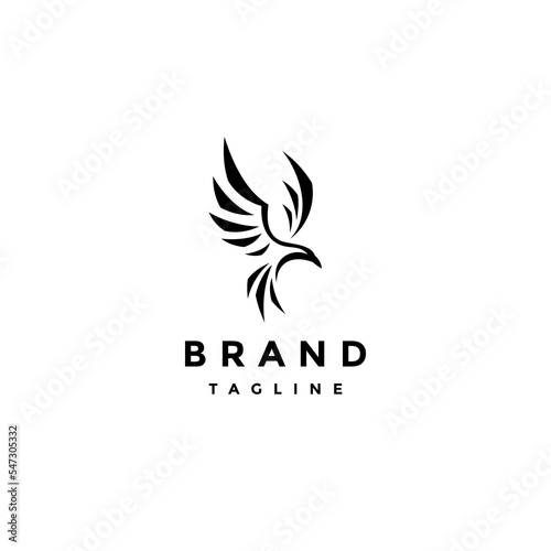 Abstract Bold Crow Logo Design. Black Crow Bird Minimalist Symbol Design.