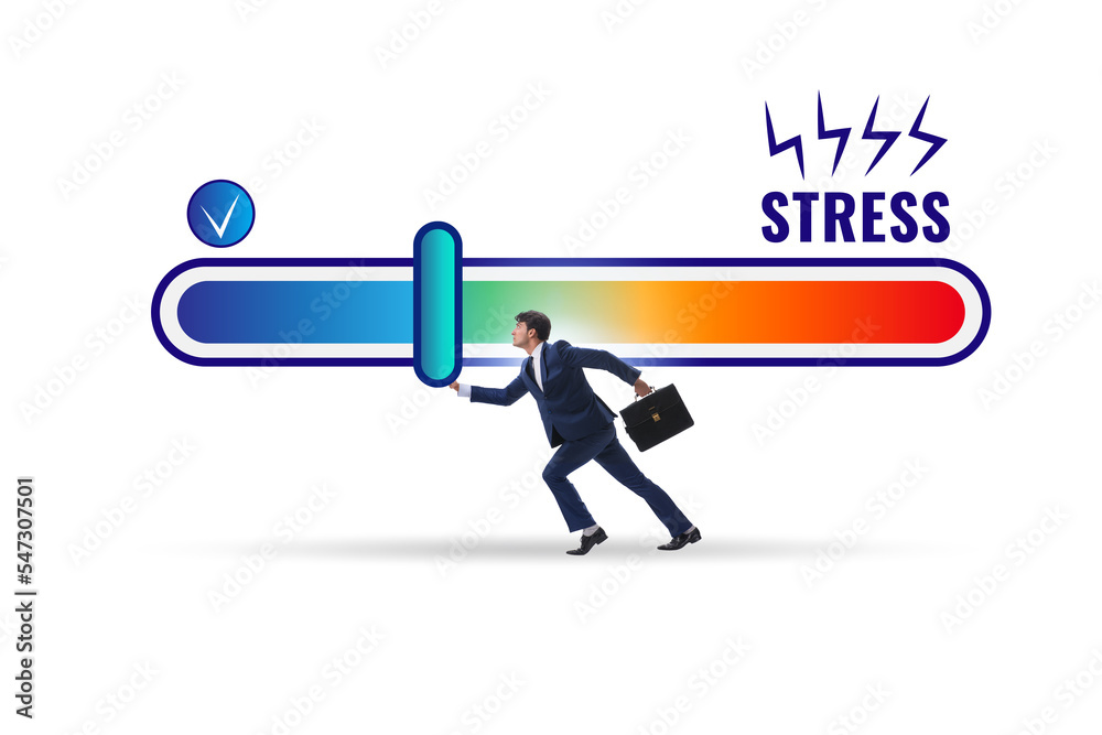 Concept of stress meter with businessman Concept of stress meter with businessman