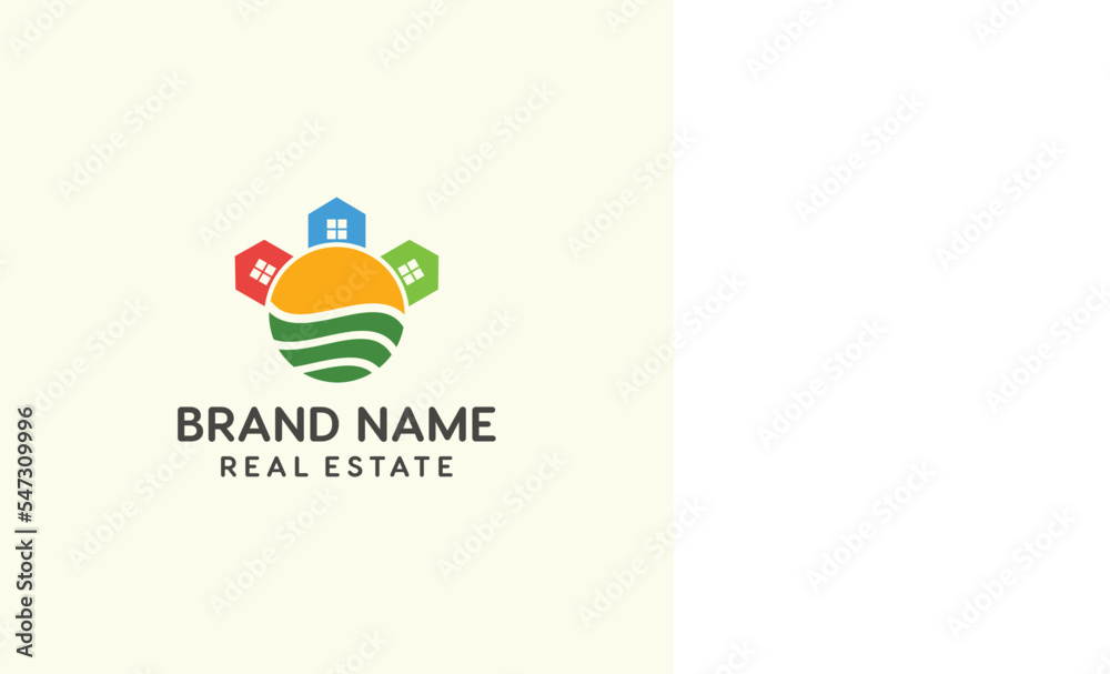 colorful real estate home or neighborhood logo
