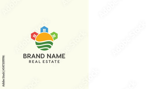 colorful real estate home or neighborhood logo