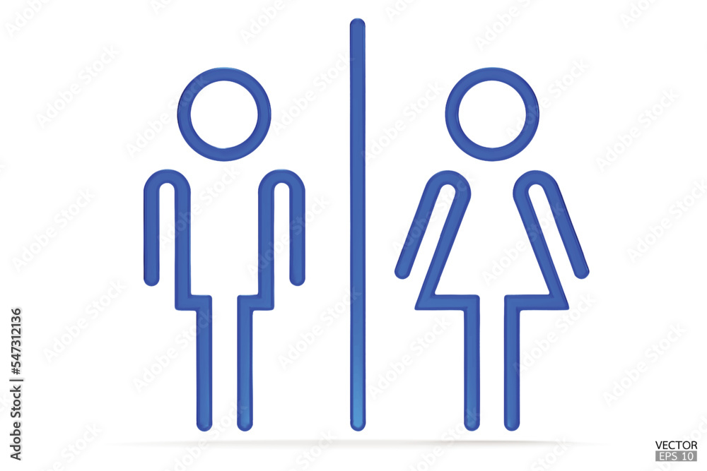Blue Men and women restroom icon in white background, men and women bathroom 3D sign.Toilet vector icon for any use. 3D Vector illustrator. Blue Men and women restroom icon in white background, men and women bathroom 3D sign.Toilet vector icon for any use. 3D Vector illustrator.