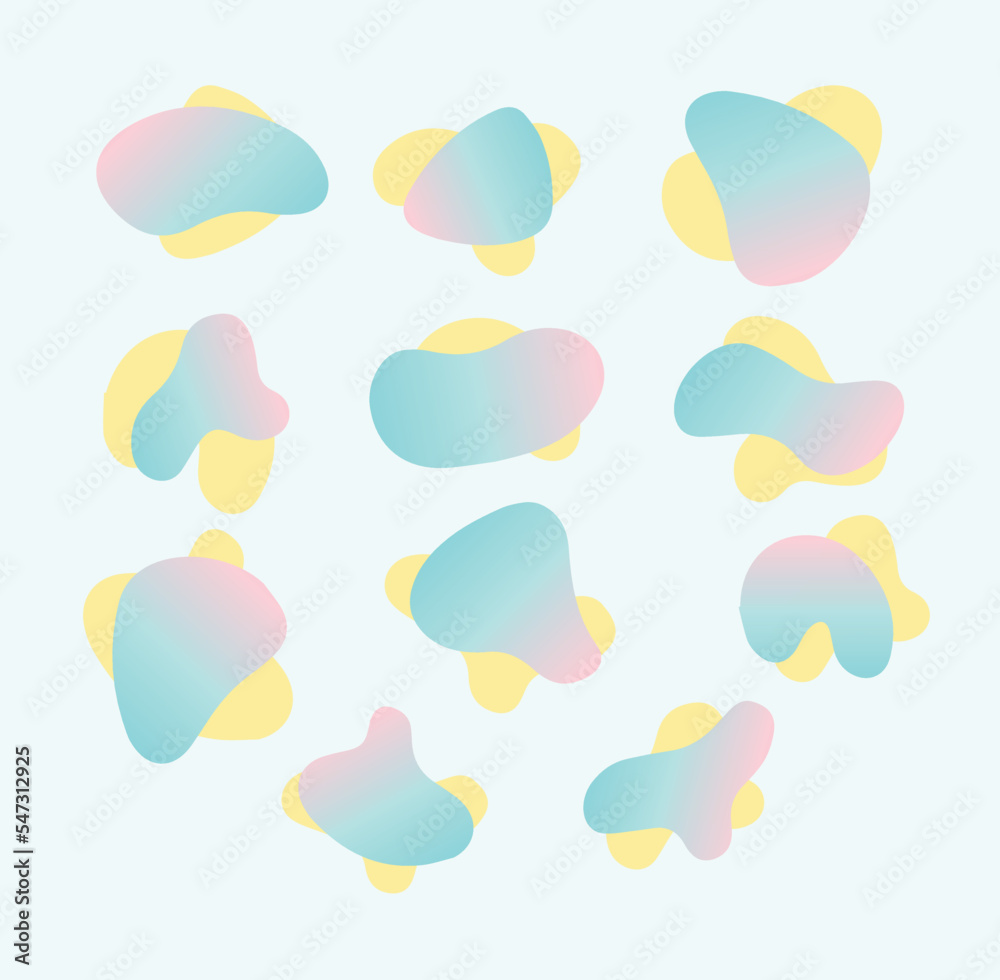 Set of organic and abstract gradient shapes Set of organic and abstract gradient shapes