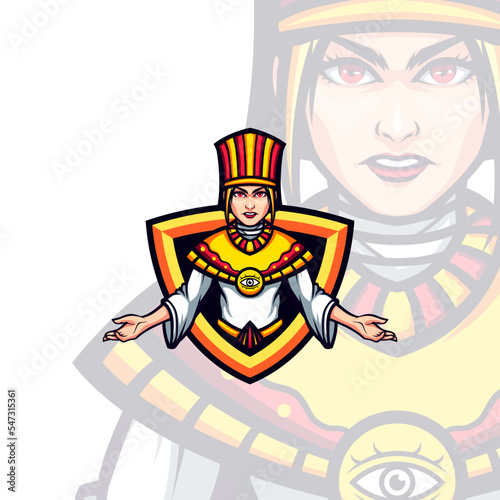 Ancient Egyptian Goddes wearing Golden Clothes Vector Mascot