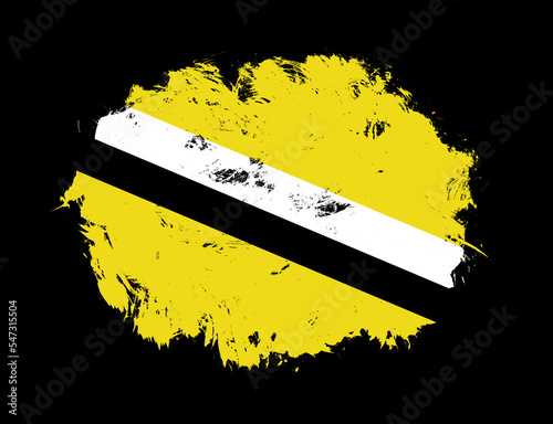 Brunei flag painted on black stroke brush background photo