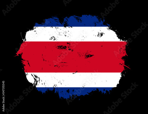 Costa rica flag painted on black stroke brush background