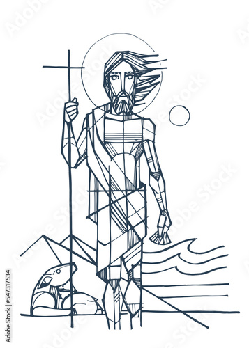 Obraz na plátně Hand drawn illustration of saint john the baptist.