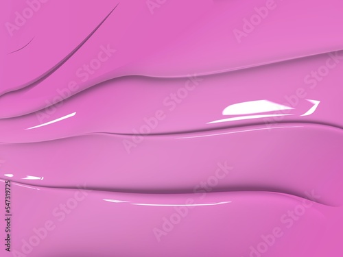 Pastel pink abstract graphic, in the shape of an undulating glossy surface.