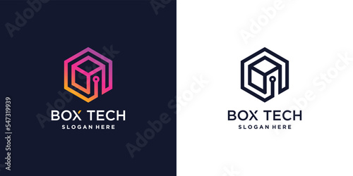 Box tech logo design with modern concept