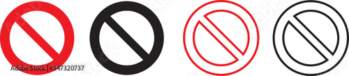 Red and black Stop sign vector icon set. Warning illustration sign collection. entry forbidden symbol.