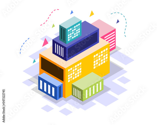 business with computer and infographic vector design business isometric design vector