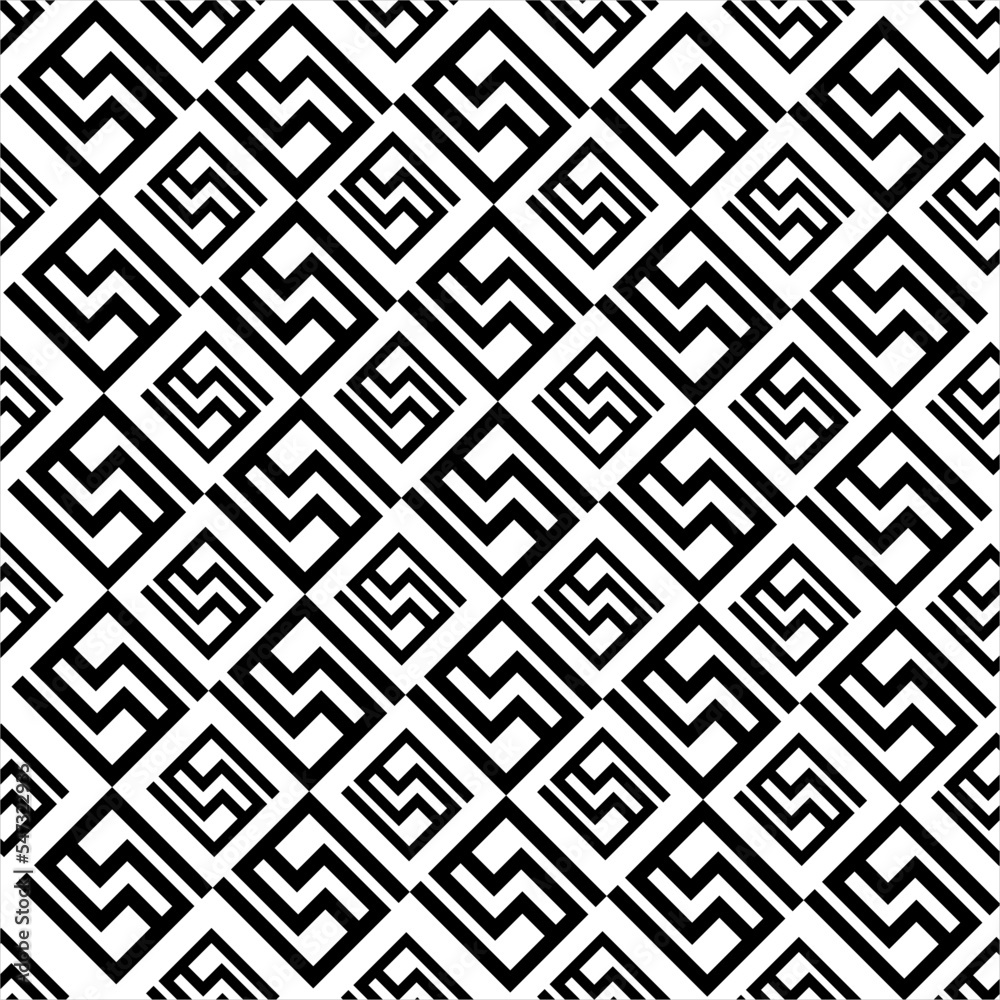 Seamless geometric abstract S letter design pattern. Used for design surfaces, fabrics, textiles.