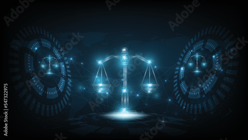 Internet law concept design.Cyber Law as digital legal services Labor law, Lawyer, on Dark Blue blurred background.