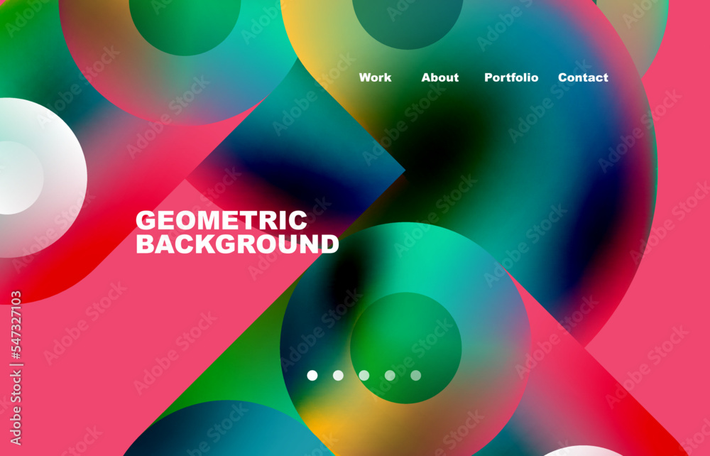 Website landing page abstract geometric background. Circles and round shapes. Web page for website or mobile app wallpaper Website landing page abstract geometric background. Circles and round shapes. Web page for website or mobile app wallpaper