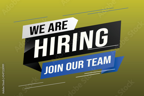 Εκτύπωση καμβά hiring recruitment Join now design for banner poster We are hiring lettering with geometric shapes lines