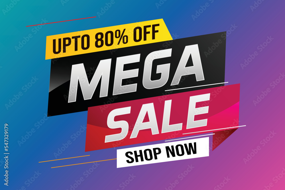 Fototapeta premium mega sale word concept vector illustration with lines and 3d style, landing page, template, ui, web, mobile app, poster, banner, flyer, background, gift card, coupon, label, wallpaper