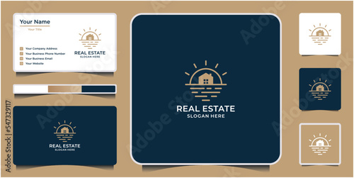 Real estate and sun logo icon vector illustration template design