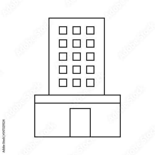 Office building sign icon in flat style. Apartment vector illustration on white isolated background. Architecture business concept.