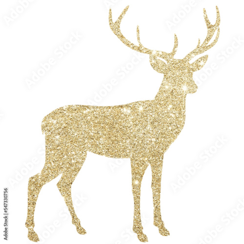 christmas gold deer silhouette ,christmas gold reindeer isolated © peacefy
