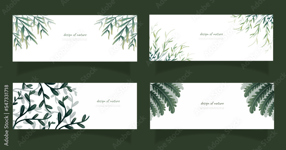 leaves bakground design vector for ecology 
set bundle nature leaves background