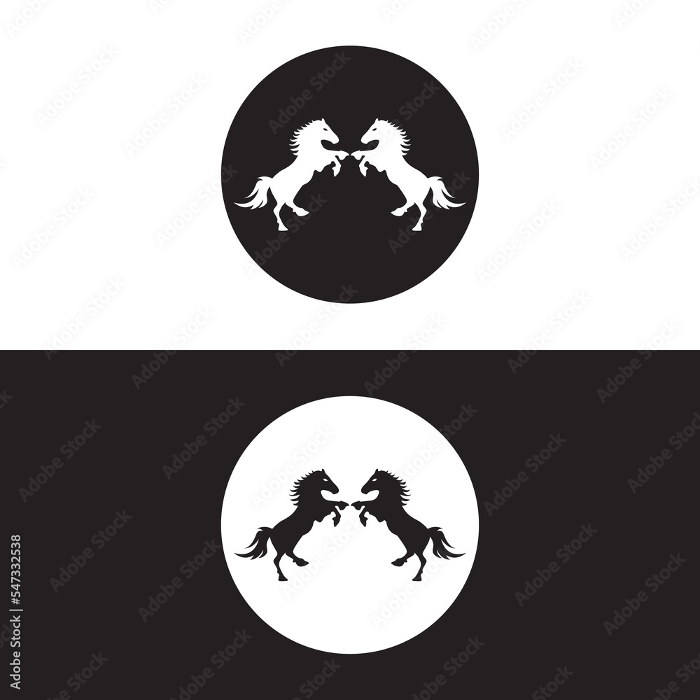 Circle horse animal logo design 