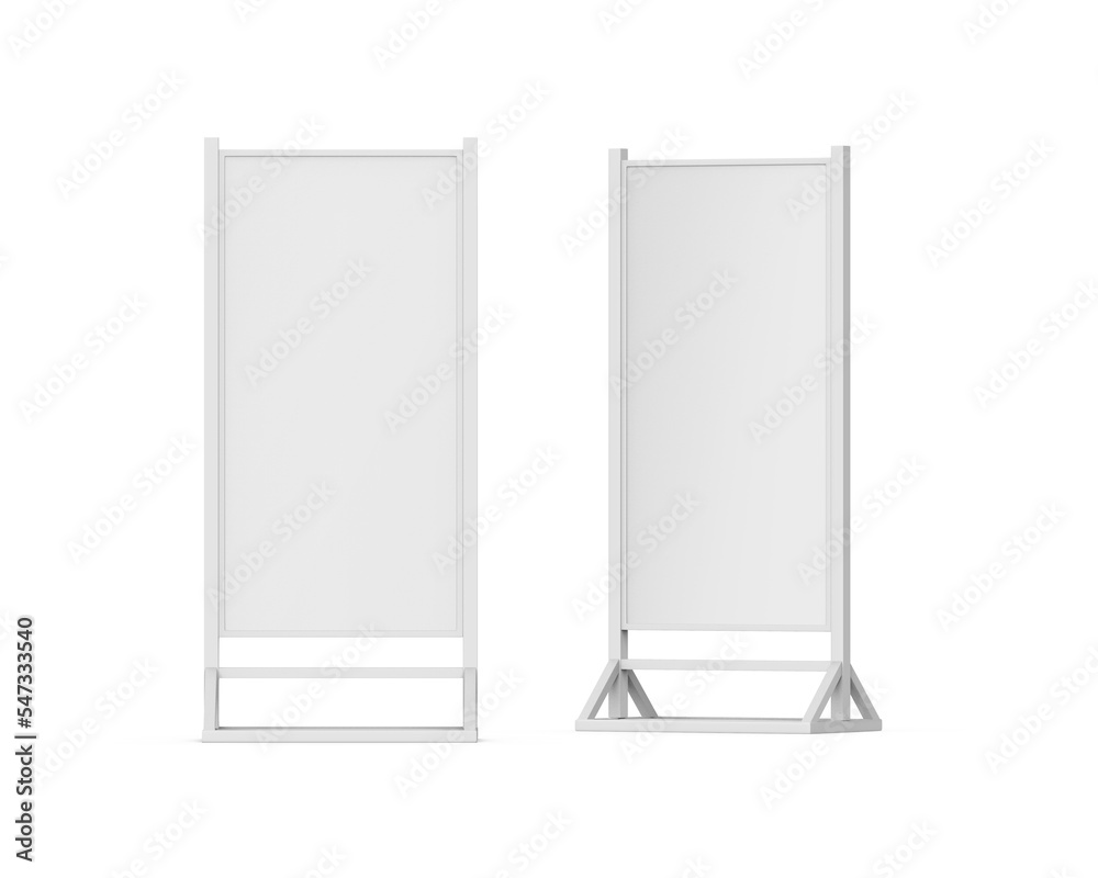 Blank white outdoor advertising stand mockup template isolated on white background, 3d illustration. Blank white outdoor advertising stand mockup template isolated on white background, 3d illustration.