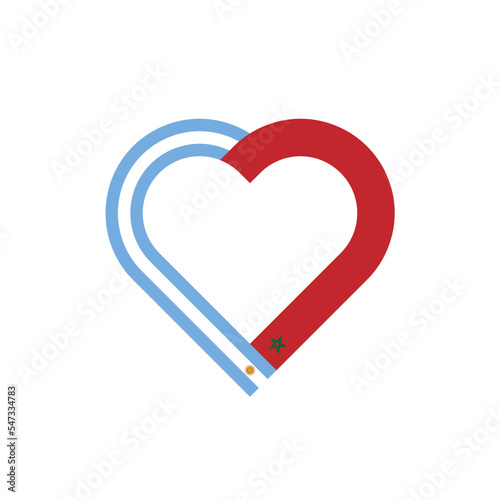 friendship concept. heart ribbon icon of argentina and morocco flags. vector illustration isolated on white background