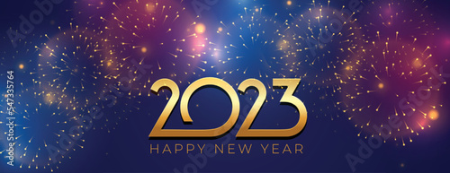 2023 new year grand celebration banner with firework bursting