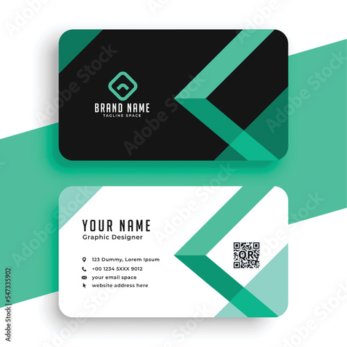 Abstract turquoise and black visiting card template