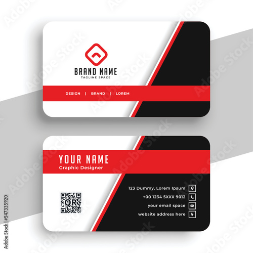 Professional black and red modern business card template