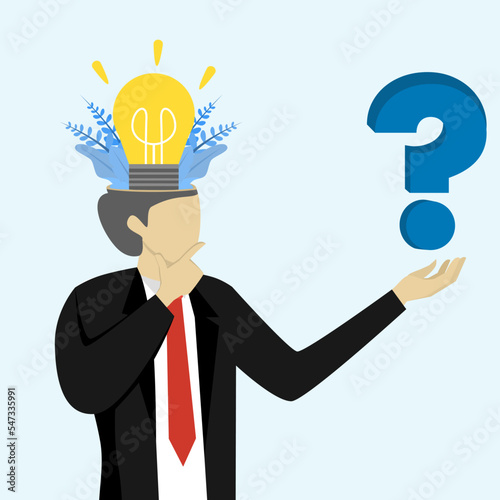 Look for confusing ideas or problem doubt solutions. Amazing creative answer, cartoon exclamation, communication. Think smart. concept with flat vector characters