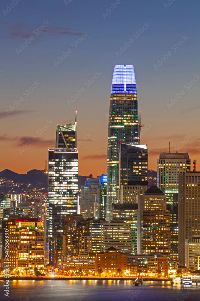 Obraz premium San Francisco City Skyline at Night