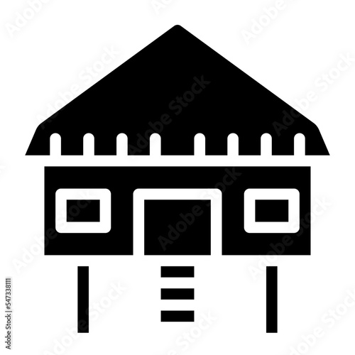 bungalow house beach summer icon