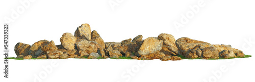 Large stone pile Isolated on PNGs transparent background , Use for visualization in architectural design or garden decorate	
