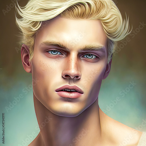 AI ultimate portrait of a beautiful blonde model, young and amazing looking