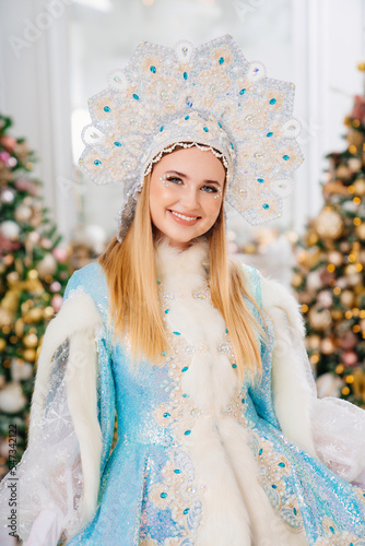 Snow Maiden in a traditional costume with a kokoshnik photo