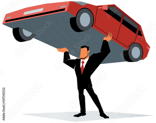 Businessman Lifting Car