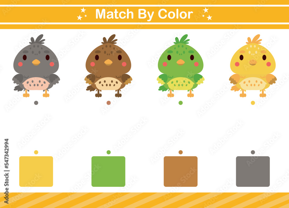 Match by color of animal Educational game for kindergarten Matching ...