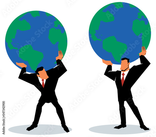 Businessman Lifting Planet Earth