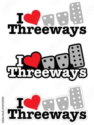 I LOVE THREEWAYS text Logo Vector Car Decal Sticker, Symbol Sport Logo.