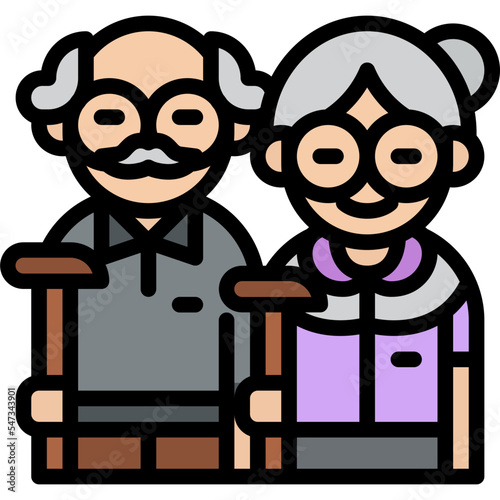 grandparent couple grandfather grandmother people icon