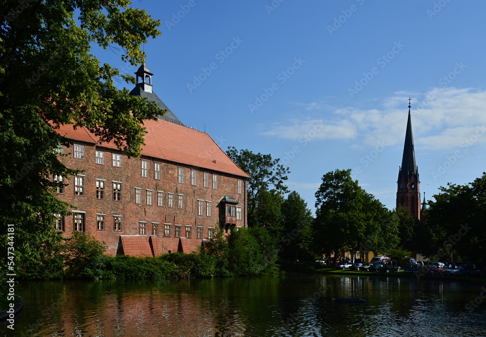 Historical Castle and Church in the Old Town of Winsen at the River Luhe, Lower Saxony