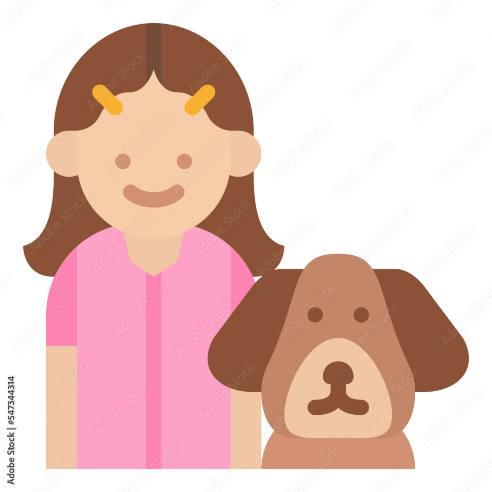 kid girl dog friend people icon