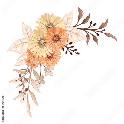 Orange Watercolor Flower Arrangement