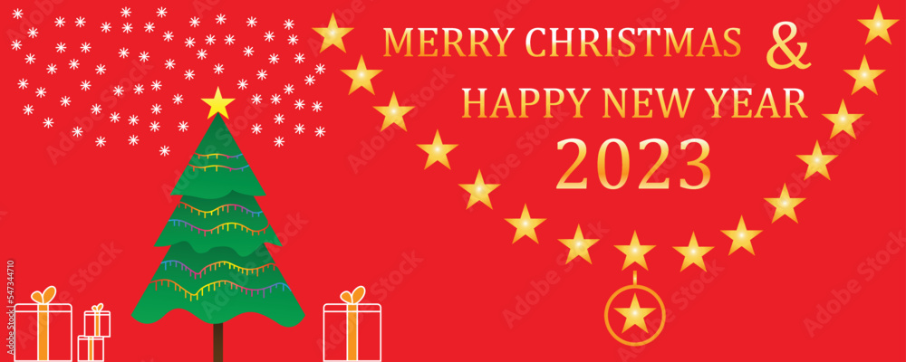 merry christmas & happy new year 2023, banner vector illustration