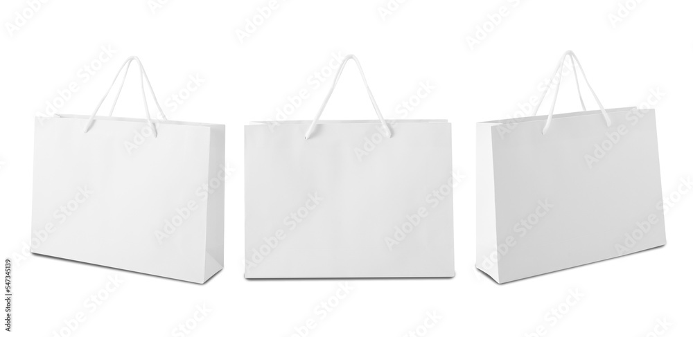 Set of White shopping bag isolated on white background with clipping path. Set of White shopping bag isolated on white background with clipping path.