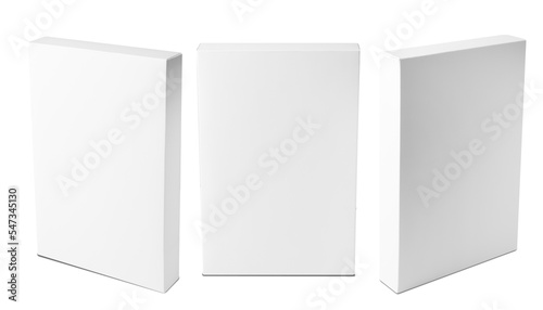 Set of White box mockup isolated on white background with clipping path. © Touchr