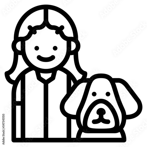 kid girl dog friend people icon